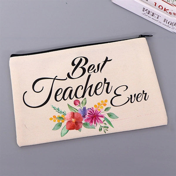 Cotton Canvas Zipper Makeup Pencil Bag Pouch
