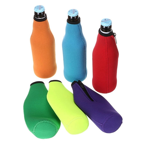 Zippered Beer Bottle Cooler Beverage Sleeve