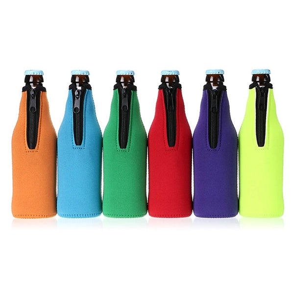 Zippered Beer Bottle Cooler Beverage Sleeve