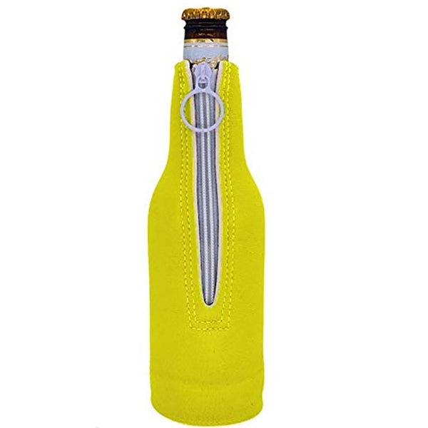 Zippered Beer Bottle Cooler Beverage Sleeve