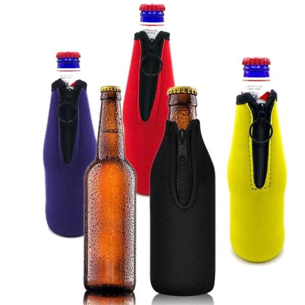 Zippered Beer Bottle Cooler Beverage Sleeve