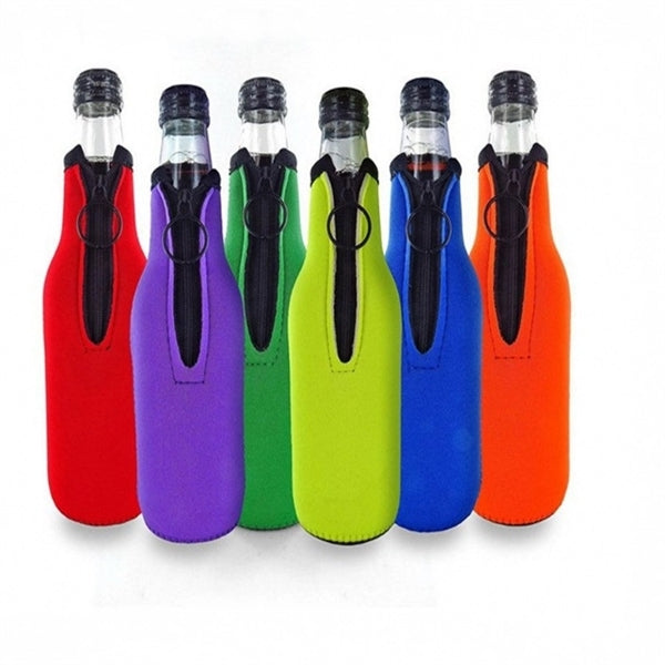 Zippered Beer Bottle Cooler Beverage Sleeve