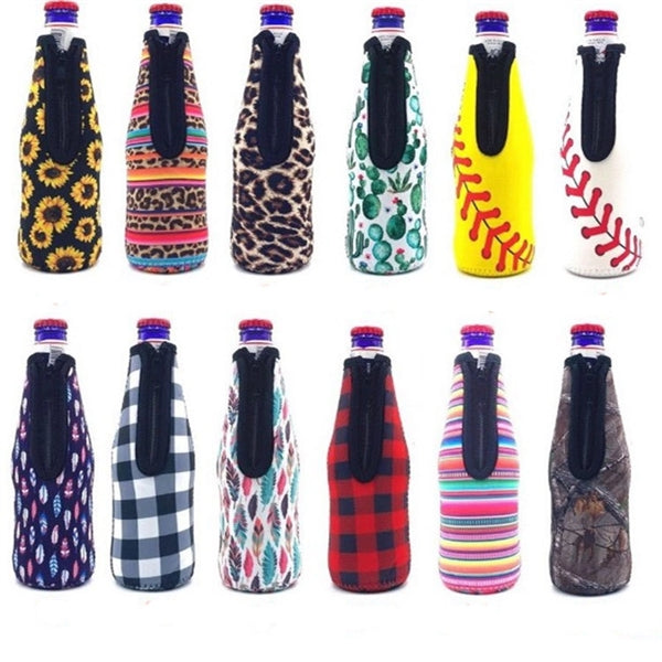 Zippered Beer Bottle Cooler Beverage Sleeve