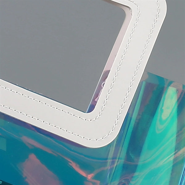 PVC Clear/Holographic Tote Bag With Leather Handle