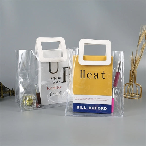 PVC Clear/Holographic Tote Bag With Leather Handle