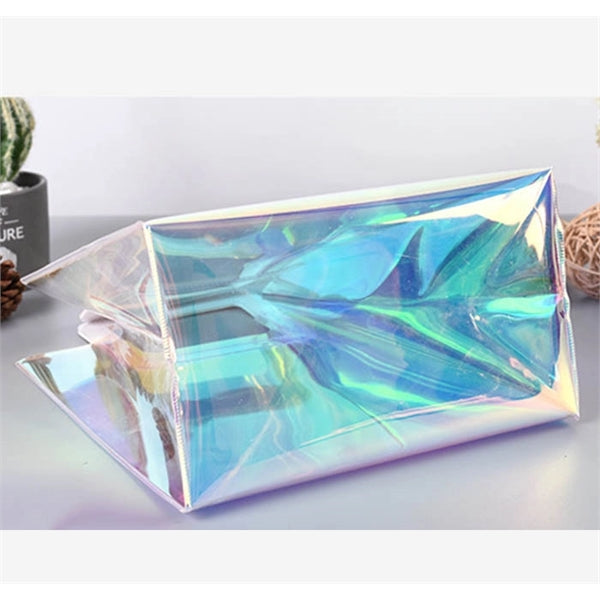 PVC Clear/Holographic Tote Bag With Leather Handle