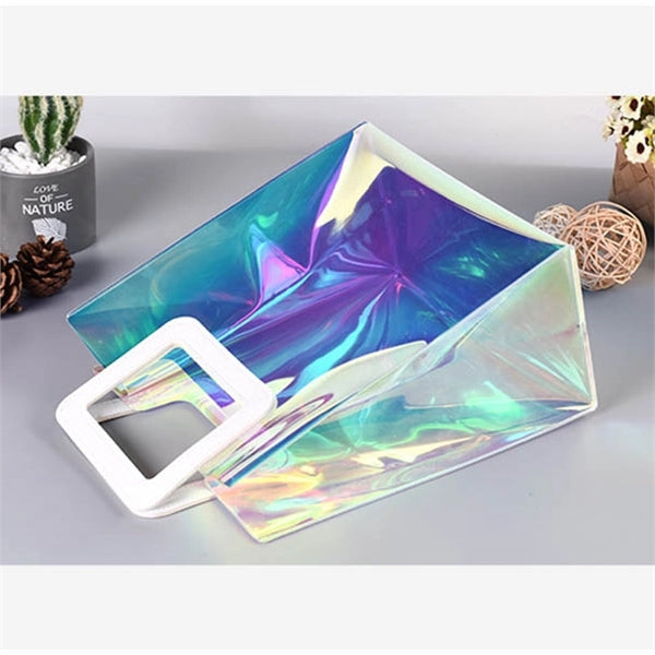 PVC Clear/Holographic Tote Bag With Leather Handle