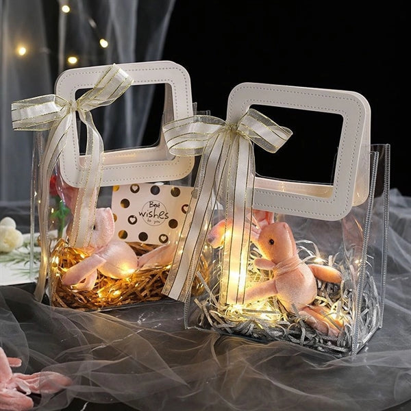 PVC Clear/Holographic Tote Bag With Leather Handle
