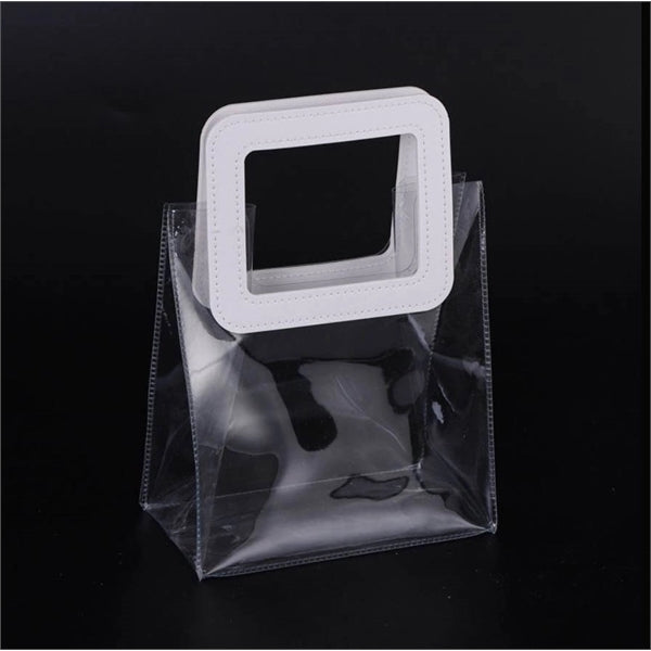 PVC Clear/Holographic Tote Bag With Leather Handle