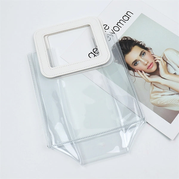 PVC Clear/Holographic Tote Bag With Leather Handle