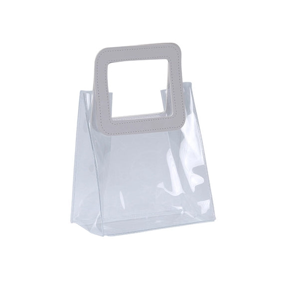PVC Clear/Holographic Tote Bag With Leather Handle