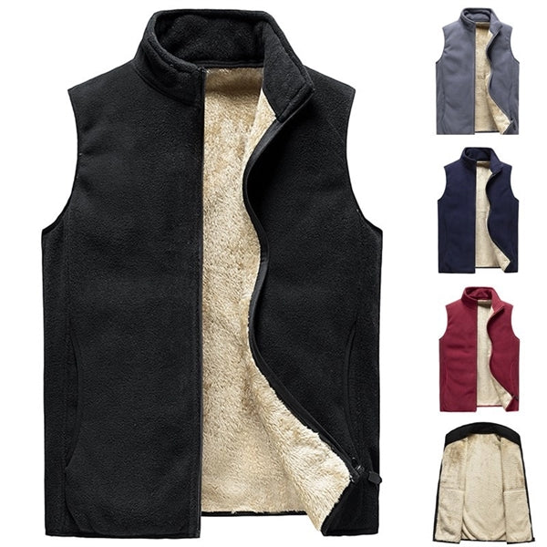 Winter Stand Collar Fleece Lined Vests