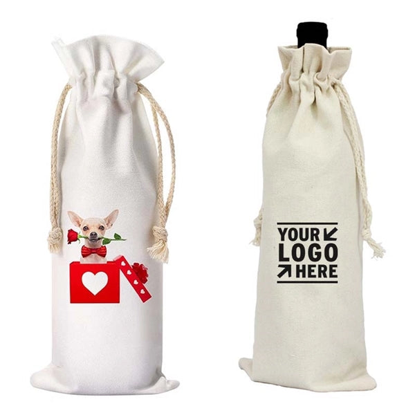 Canvas Wine Bottle Bags Drawstring Tote