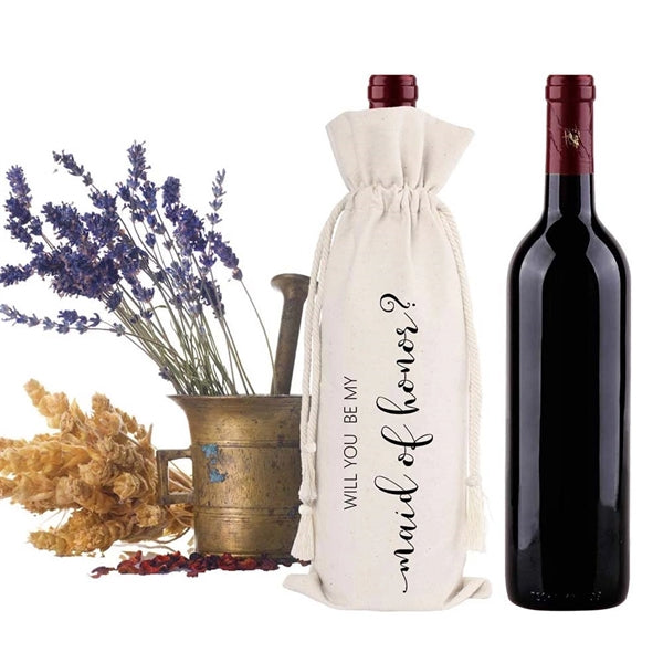 Canvas Wine Bottle Bags Drawstring Tote