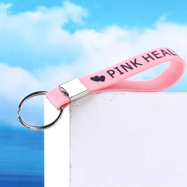 Printed Colorful Silicone Strap Keychain