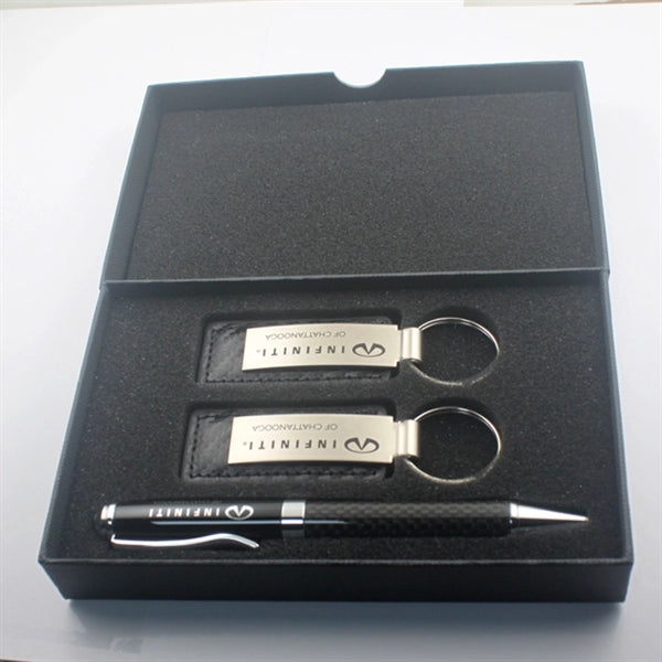 Carbon Fibre Key Chains and Pen Gift Set