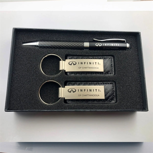 Carbon Fibre Key Chains and Pen Gift Set