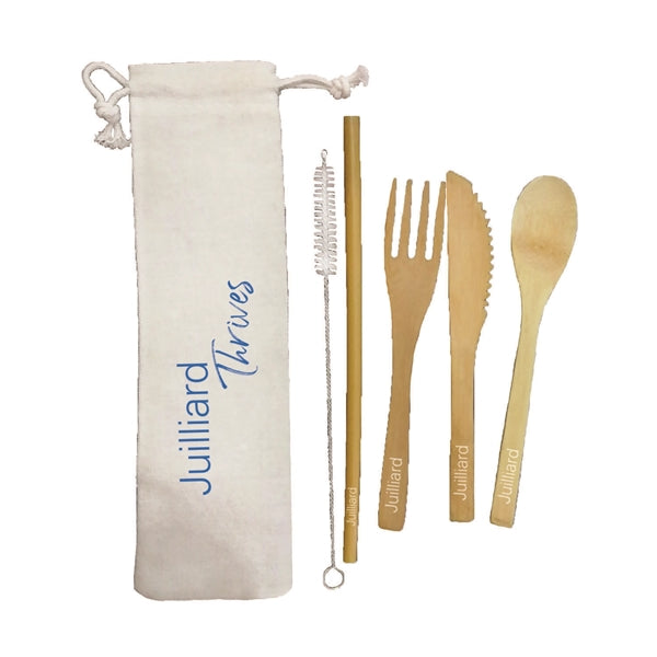 Bamboo Cutlery Set with Canvas Pouch