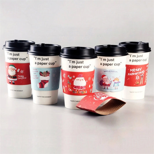 Corrugated paper anti scalding cup cover 8-16oz