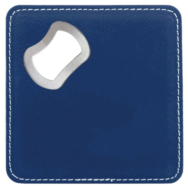 4" x 4" Square Leather Bottle Opener Coaster