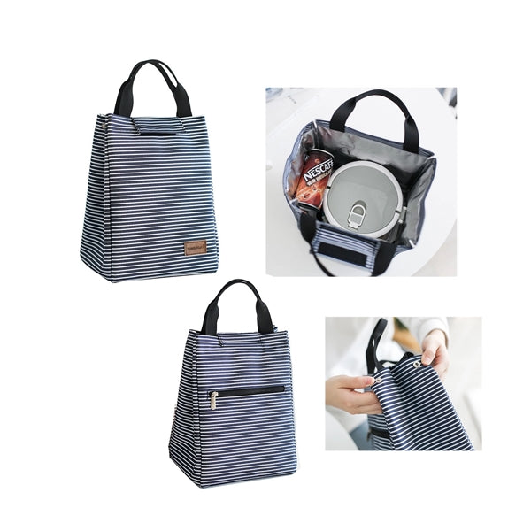 Striped Insulated Lunch/Cooler Tote Bag