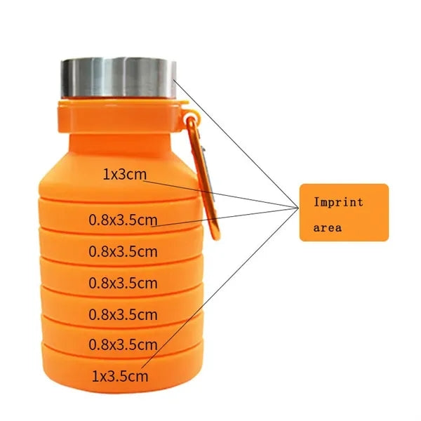 Silicone 17oz Folding Collapsible Travel Sports Water Bottle