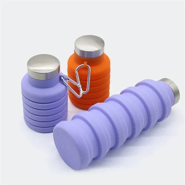 Silicone 17oz Folding Collapsible Travel Sports Water Bottle