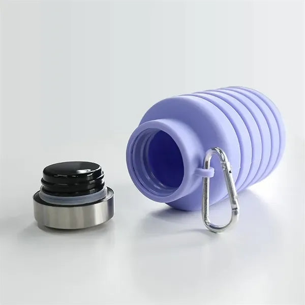 Silicone 17oz Folding Collapsible Travel Sports Water Bottle