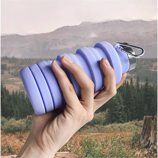 Silicone 17oz Folding Collapsible Travel Sports Water Bottle