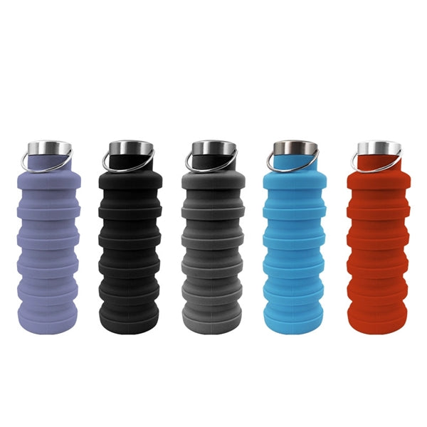 Silicone 17oz Folding Collapsible Travel Sports Water Bottle