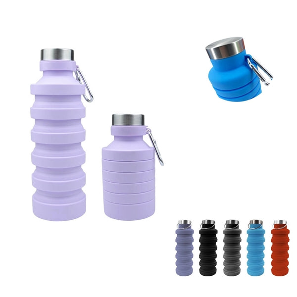Silicone 17oz Folding Collapsible Travel Sports Water Bottle