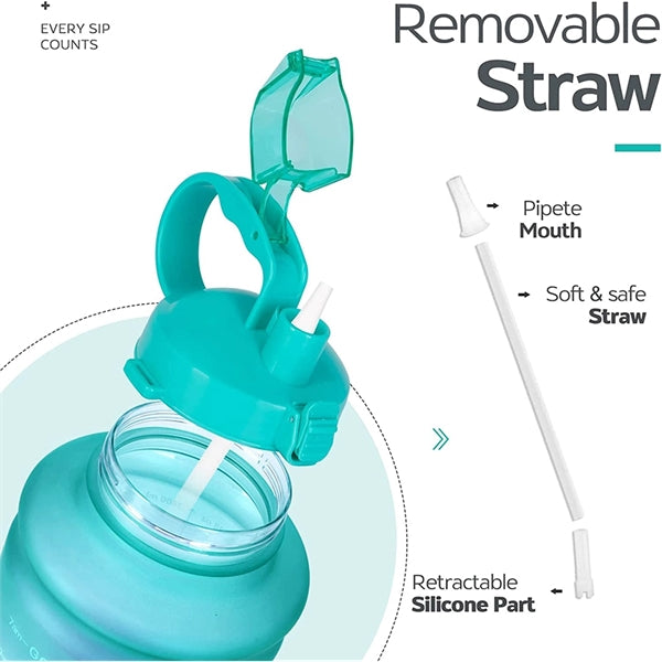 One Gallon Motivational Time Marker Water Bottle with Straw