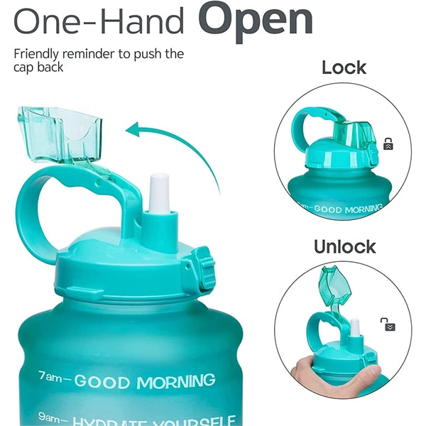One Gallon Motivational Time Marker Water Bottle with Straw