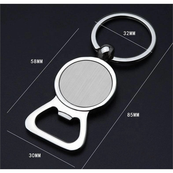 Round Metal Bottle Opener Keyring