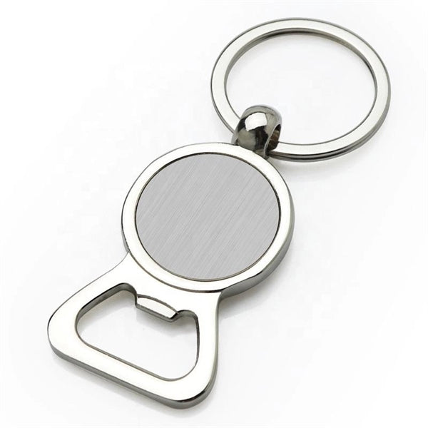 Round Metal Bottle Opener Keyring
