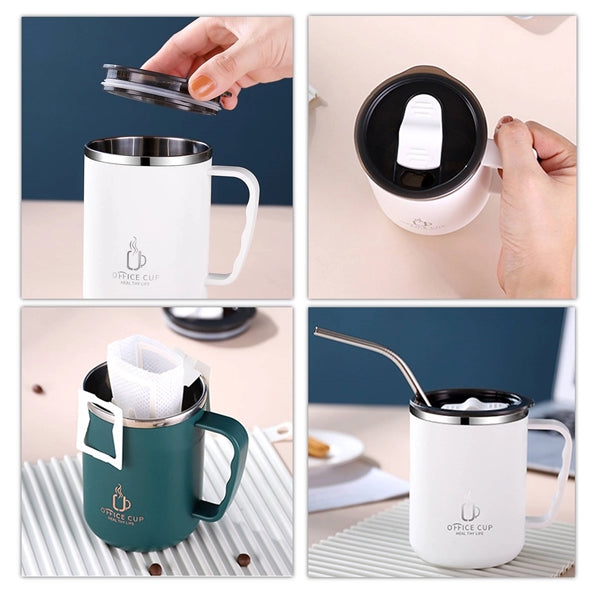 17oz Stainless Steel Coffee Mug with Sliding Lid and Handle