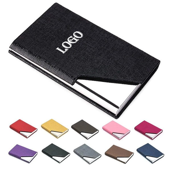 Metal PU Leather Business Card Holder