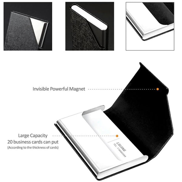 Metal PU Leather Business Card Holder