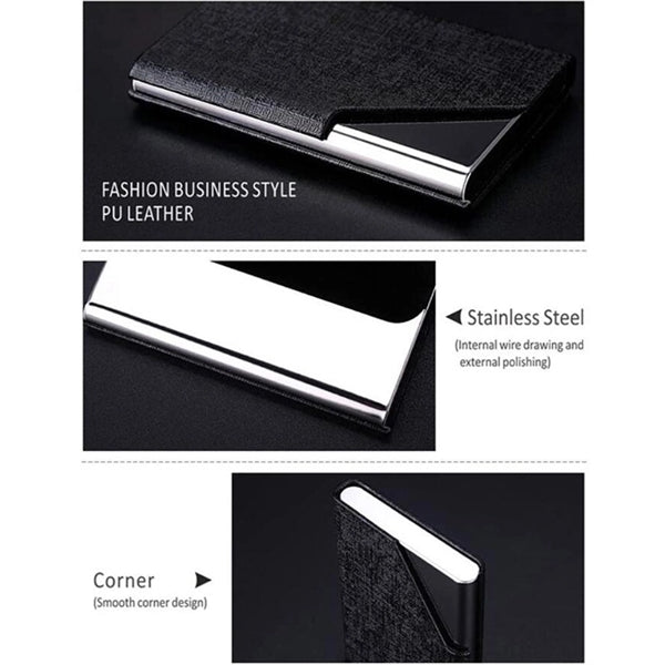 Metal PU Leather Business Card Holder