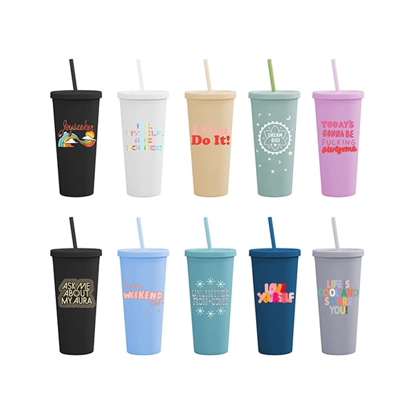 22Oz Pastel Colored Acrylic Cups With Lids And Straws