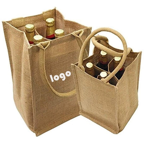 4 bottles Jute Wine Bag