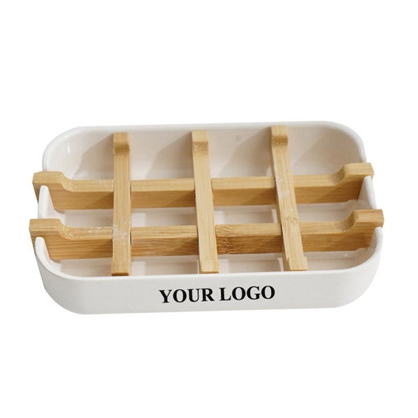 Bamboo Self-Draining Soap Box/Sponge Hoder