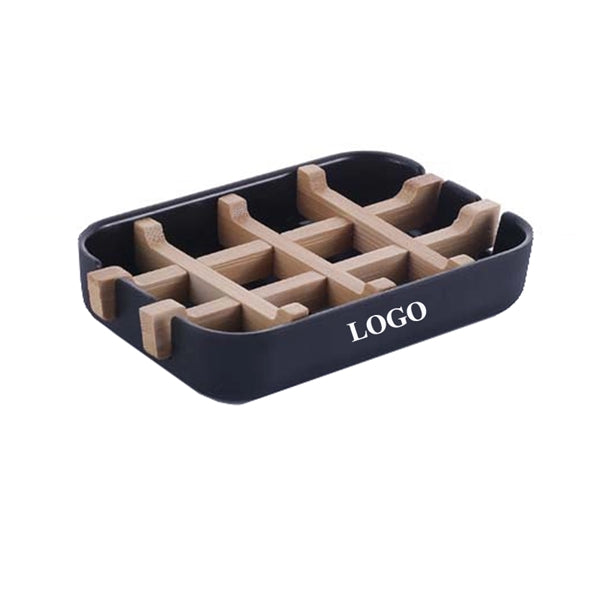 Bamboo Self-Draining Soap Box/Sponge Hoder