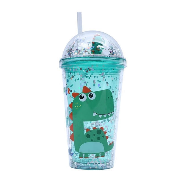 16 oz Plastic Double Wall Dinosaur Tumbler Cup for Kids