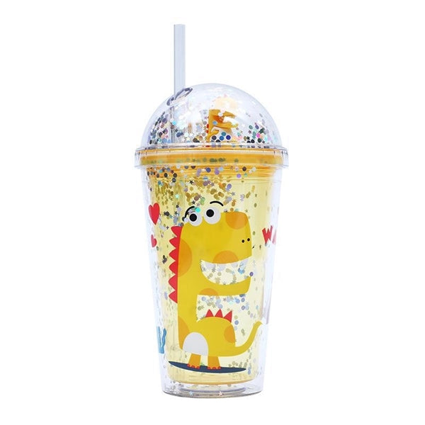 16 oz Plastic Double Wall Dinosaur Tumbler Cup for Kids