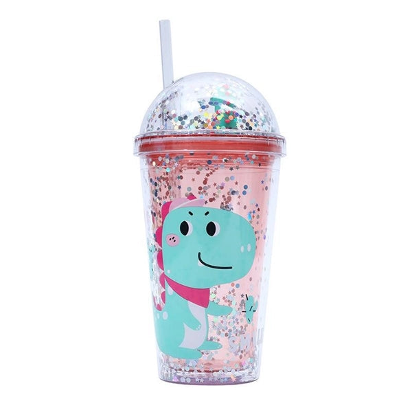 16 oz Plastic Double Wall Dinosaur Tumbler Cup for Kids