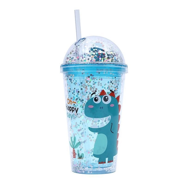 16 oz Plastic Double Wall Dinosaur Tumbler Cup for Kids
