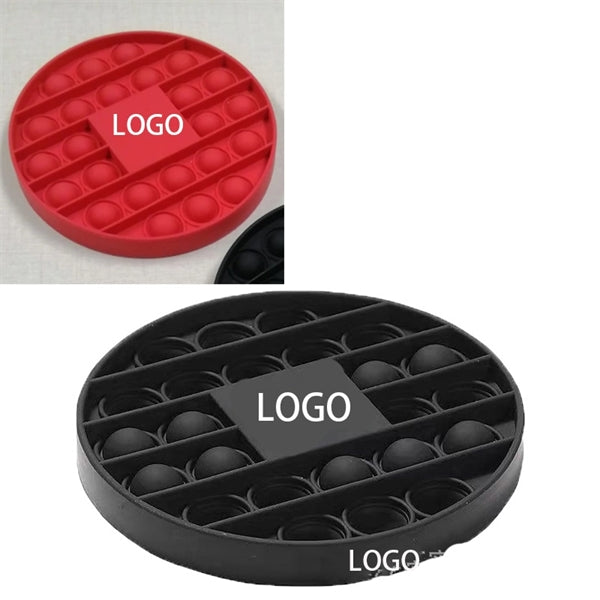 Round Silicone Bubble Stress Reliever Center Logo