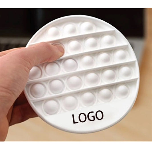 Round Silicone Press Bubble Stress Reliever Center Logo