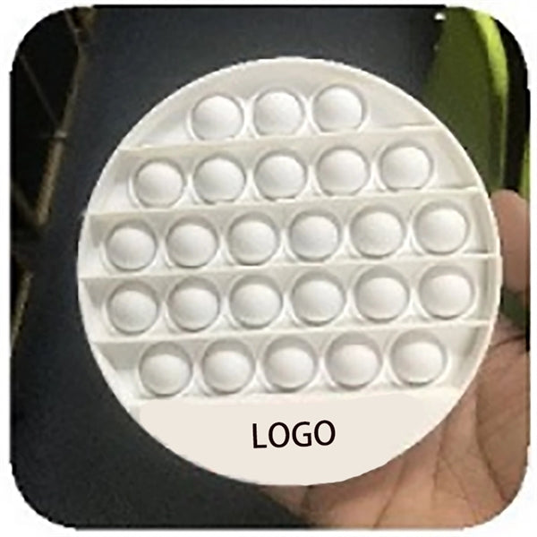 Round Silicone Press Bubble Stress Reliever Center Logo
